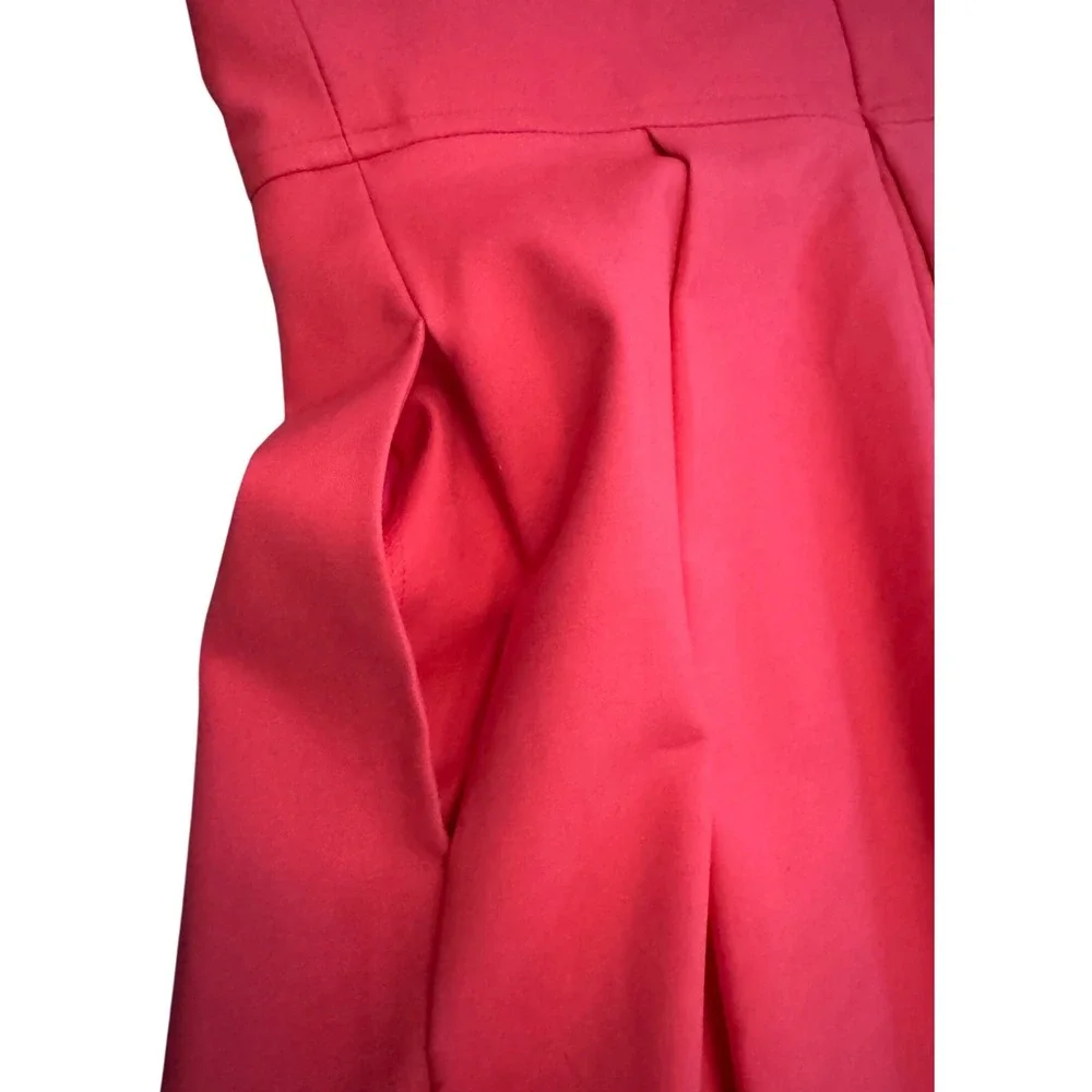Liz Claiborne Coral Pink Eyelet Lace Fit & Flare Dress Sleeveless Pockets Size 6
